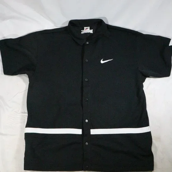 NIKE Vintage 90s Oversize Black/White Snap Button Jersey Shirt XL - Picture 1 of 9